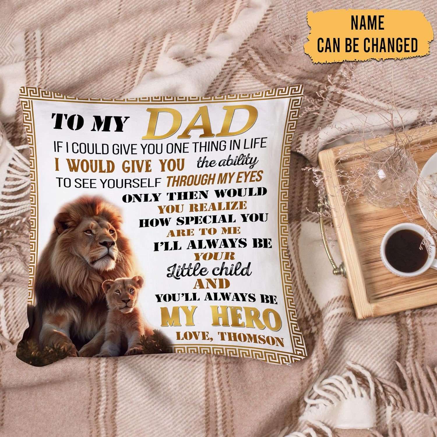 To My Dad Lion - Personalized Pillow(Insert Included)