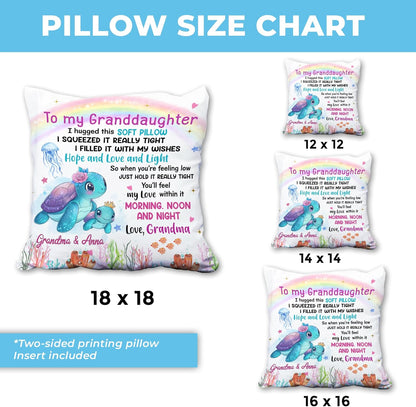 Personalized Pillow with Insert – To My Granddaughter Sea Turtle Design – Birthday or Graduation Gift from Grandma