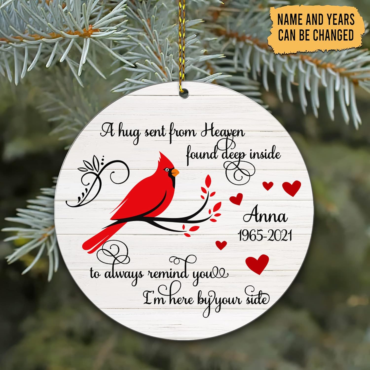 Family Loss of Loved One Mom Dad in Heaven, Cardinal  - Personalized Acrylic Ornament