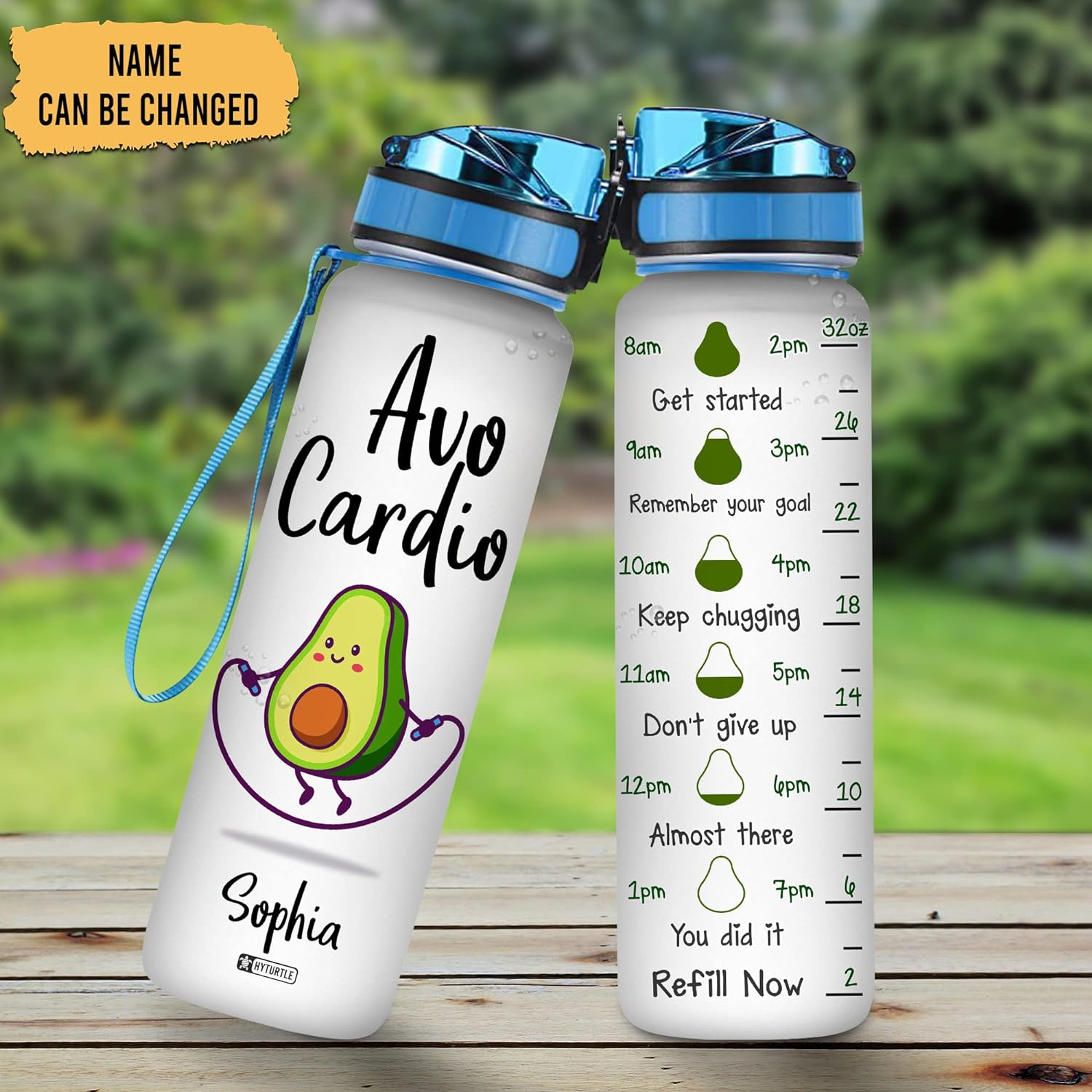 Avocadio Bottle - Personalized Water Tracker Bottle 32oz