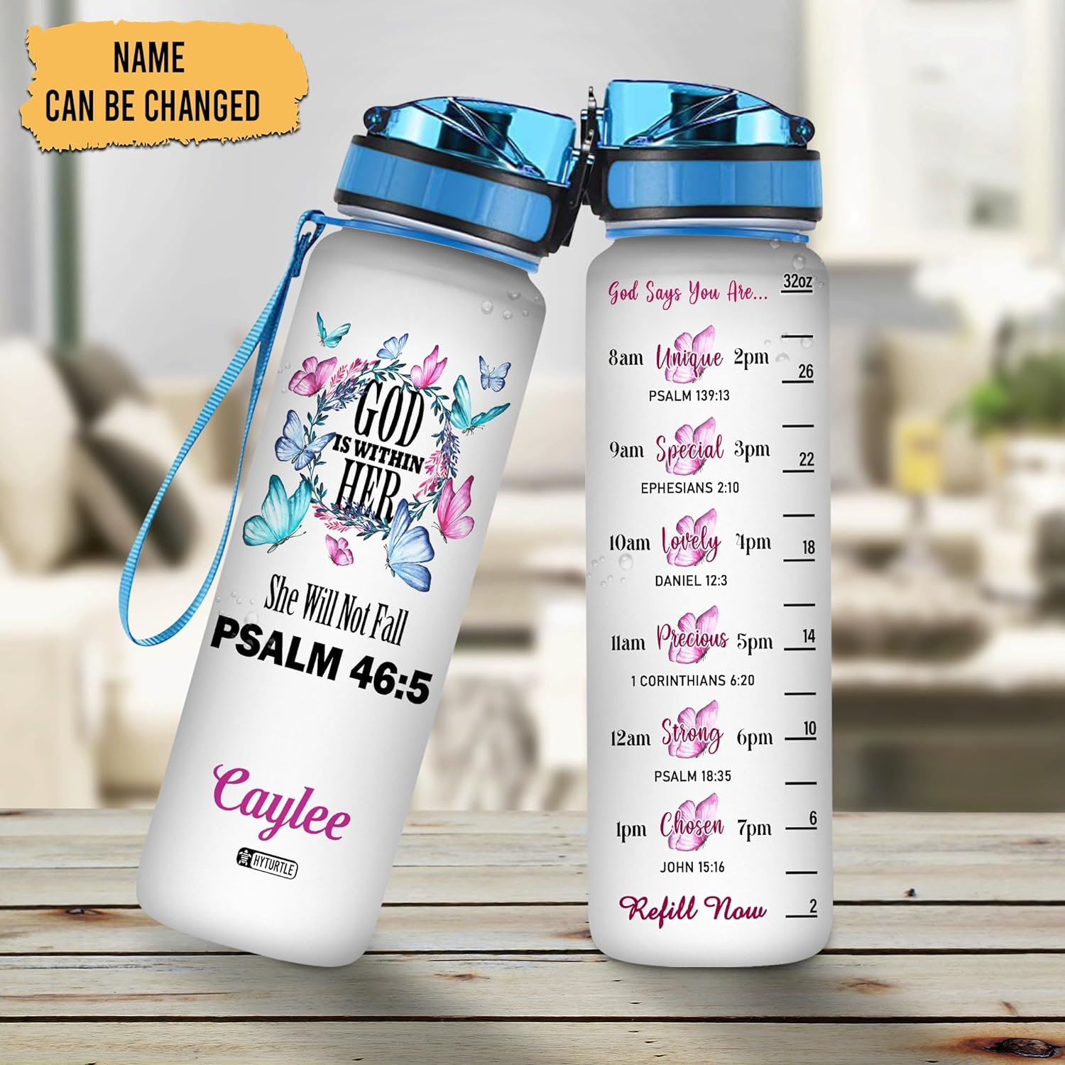 God Is Within Her - Personalized Water Tracker Bottle 32oz