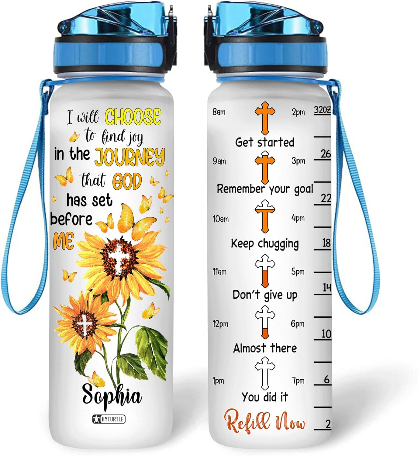 I Will Choose To Find Joy In The Journey - Personalized Water Tracker Bottle 32oz