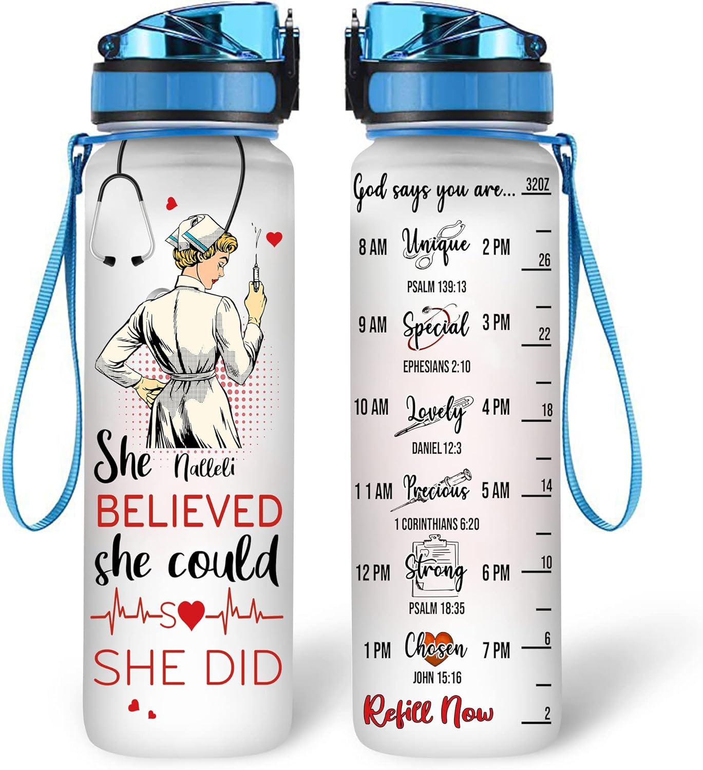 She Believed She Could - Personalized Water Tracker Bottle 32oz