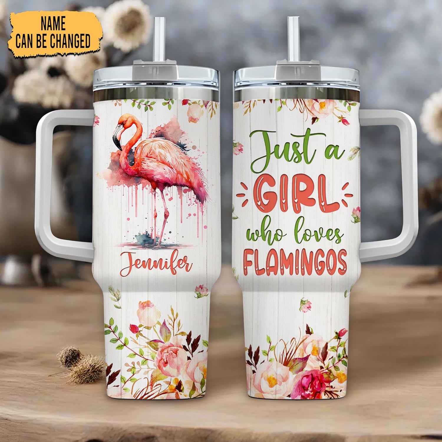 Just a Girl Who Loves Flamingo - Personalized Tumbler 40oz with Straw