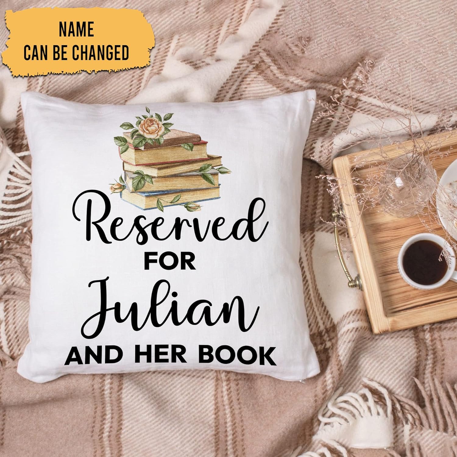 Book Floral Pattern - Personalized Pillow(Insert Included)