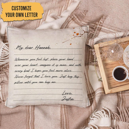 Love Letter Personalized Pillow with Insert – Long Distance Couple Cushion – Cozy Valentine’s or Anniversary Gift for Him or Her