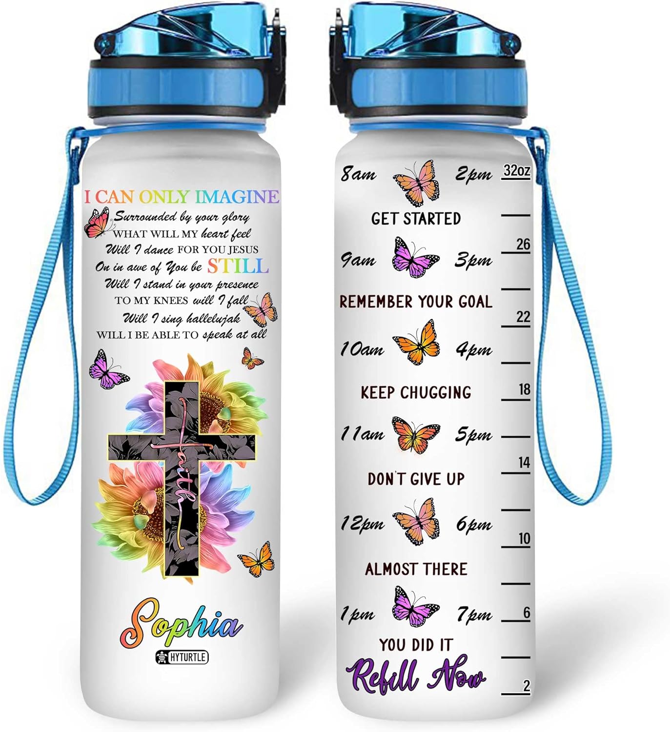 God Cross - Personalized Water Tracker Bottle 32oz