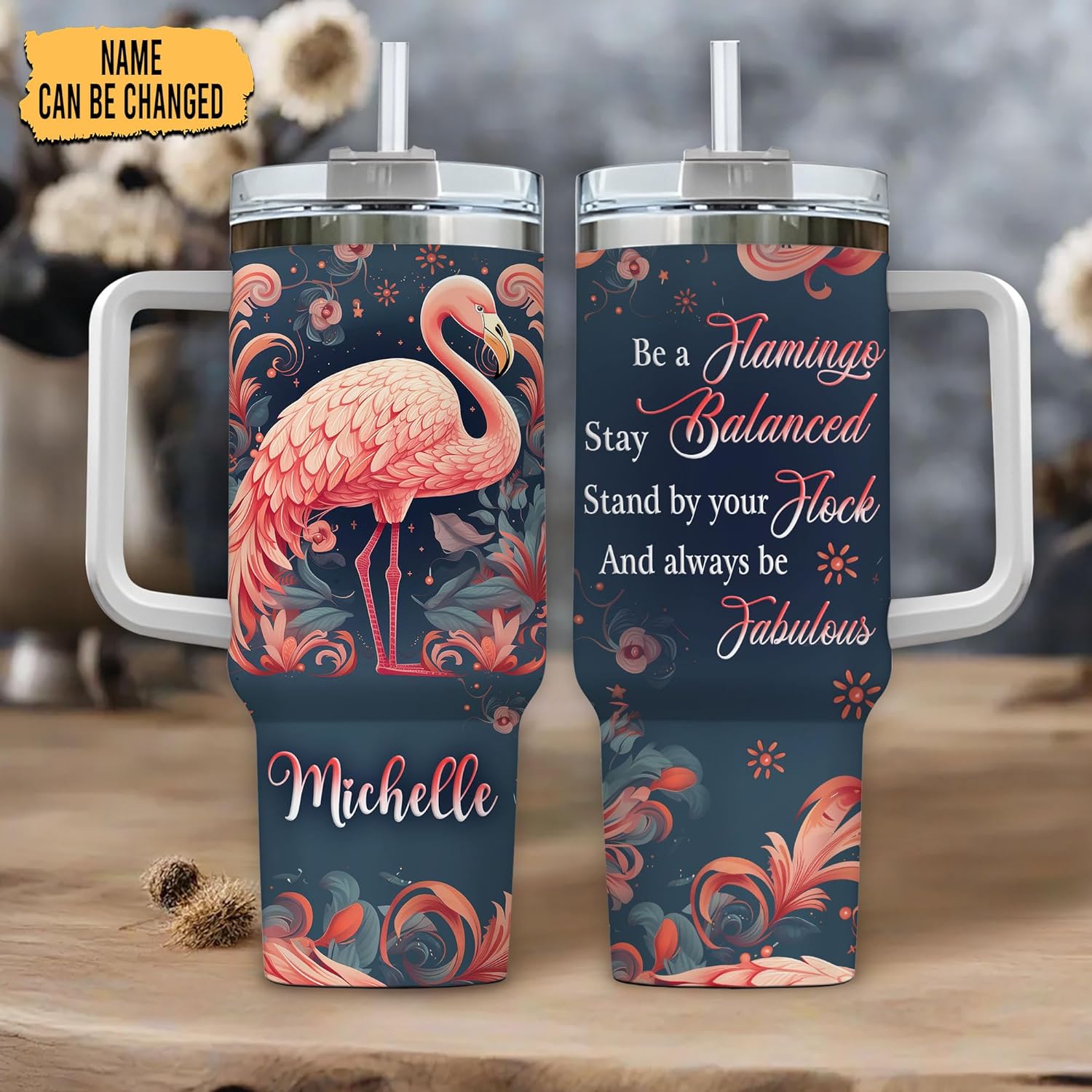 Be a Flamingo - Personalized Tumbler 40oz with Straw