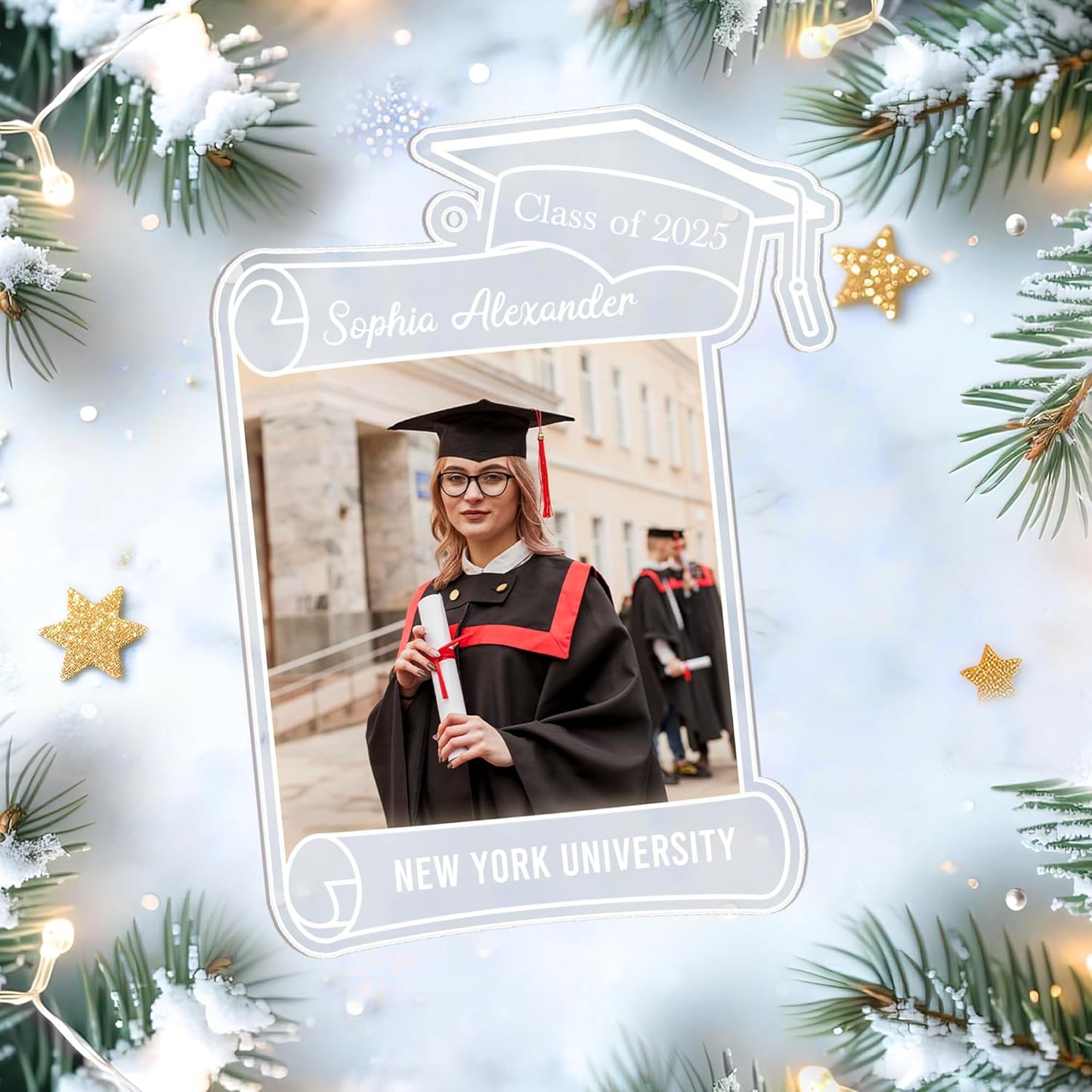 Graduation Frame Cut Acrylic Ornament – Personalized Class of 2025 Gift for Graduate, Student, or Teacher