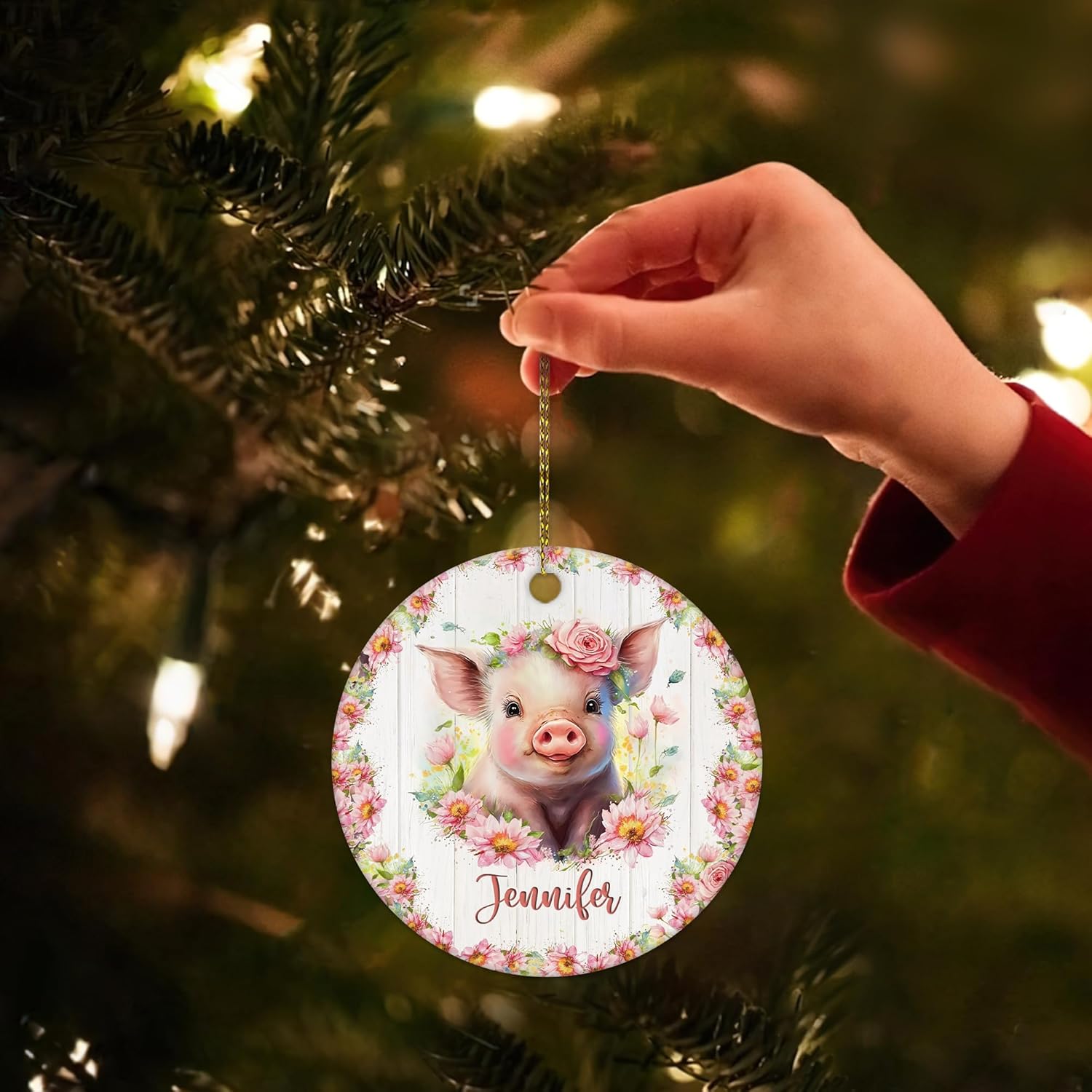 Just a Girl Who Loves Pigs Ceramic Ornament – Personalized Double-Sided Glossy Christmas Decoration – Gift Keepsake for Pig Lovers
