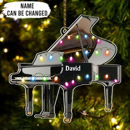 Grand Piano Cut Acrylic Ornament – Personalized Music Christmas Gift for Pianist, Teacher, or Music Lover