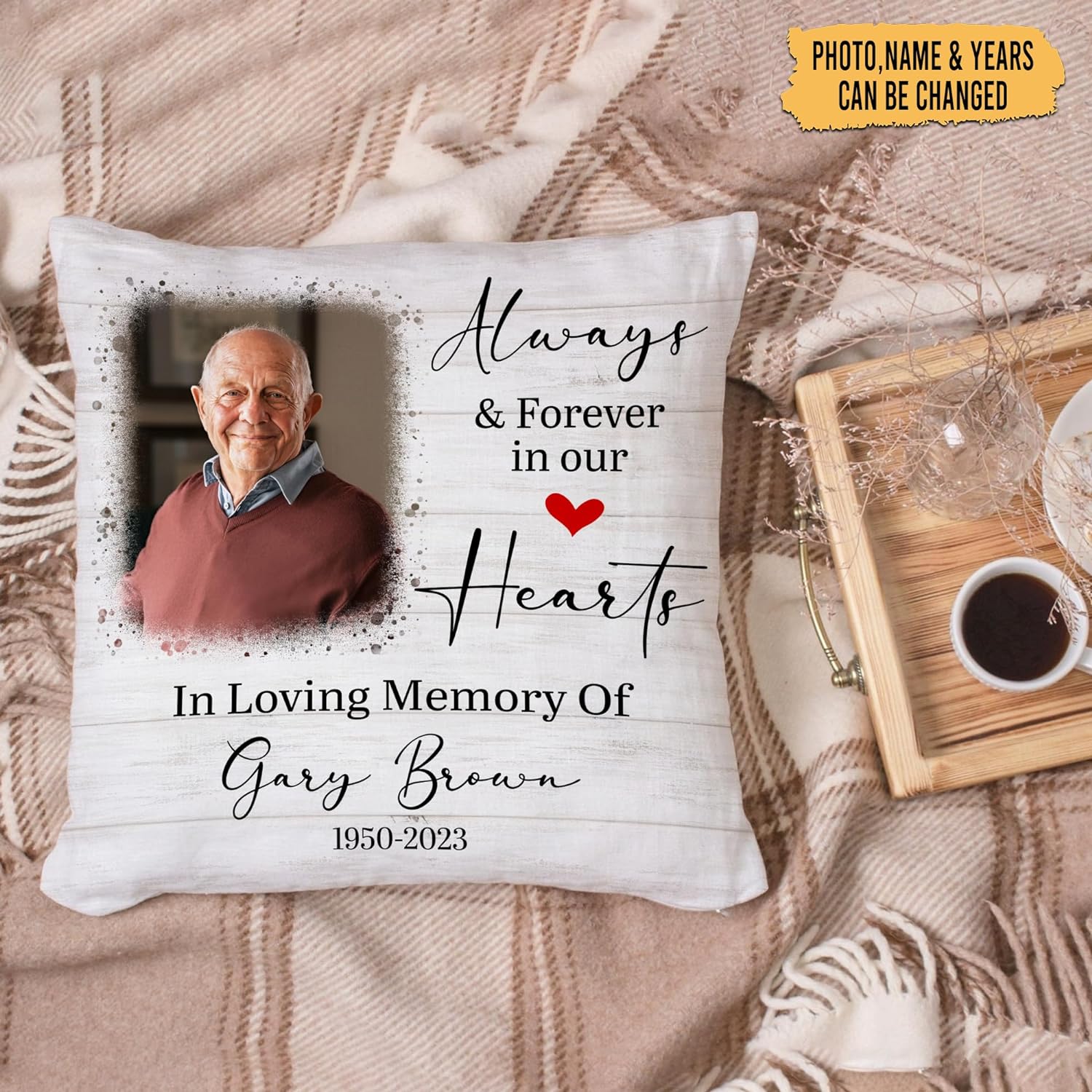 Always & Forever In Our Heart - Personalized Photo Pillow