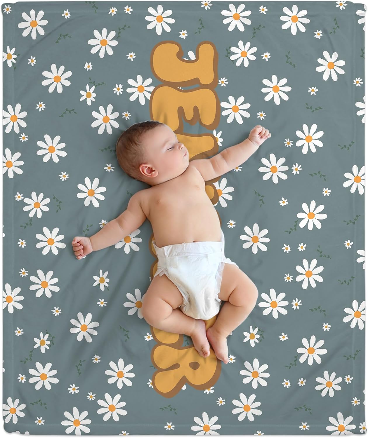 Flower Pattern Baby Blanket - Personalized Blanket