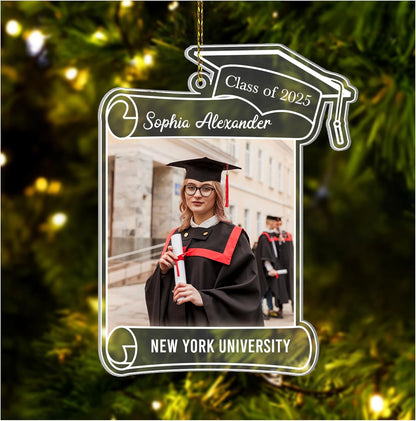 Graduation Frame Cut Acrylic Ornament – Personalized Class of 2025 Gift for Graduate, Student, or Teacher