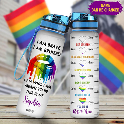 I Am Who I Am Meant To Be - Personalized Water Tracker Bottle 32oz