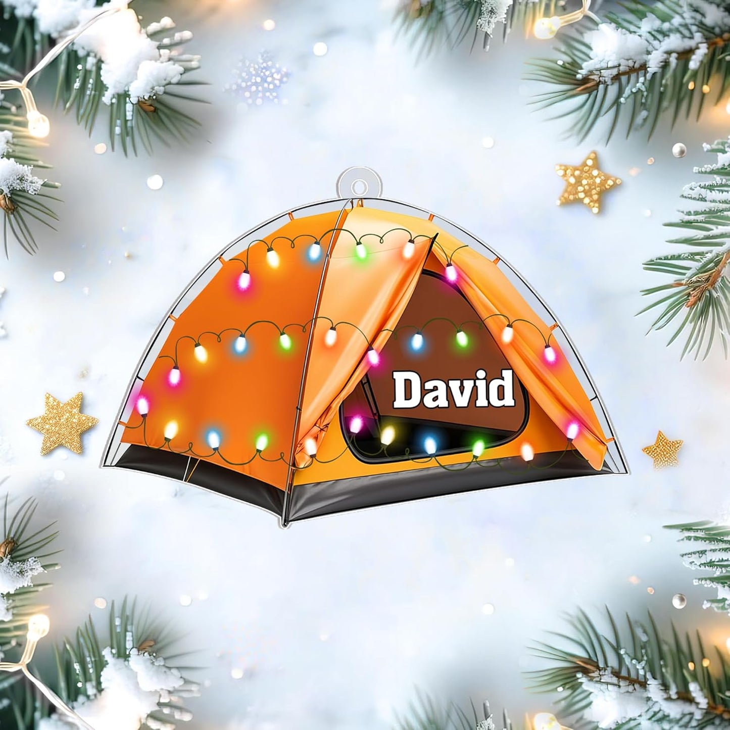 Camping Tent Personalized Acrylic Ornament – Custom Outdoor Keepsake – Unique Christmas Gift for Campers, Travelers, and Adventure Lovers
