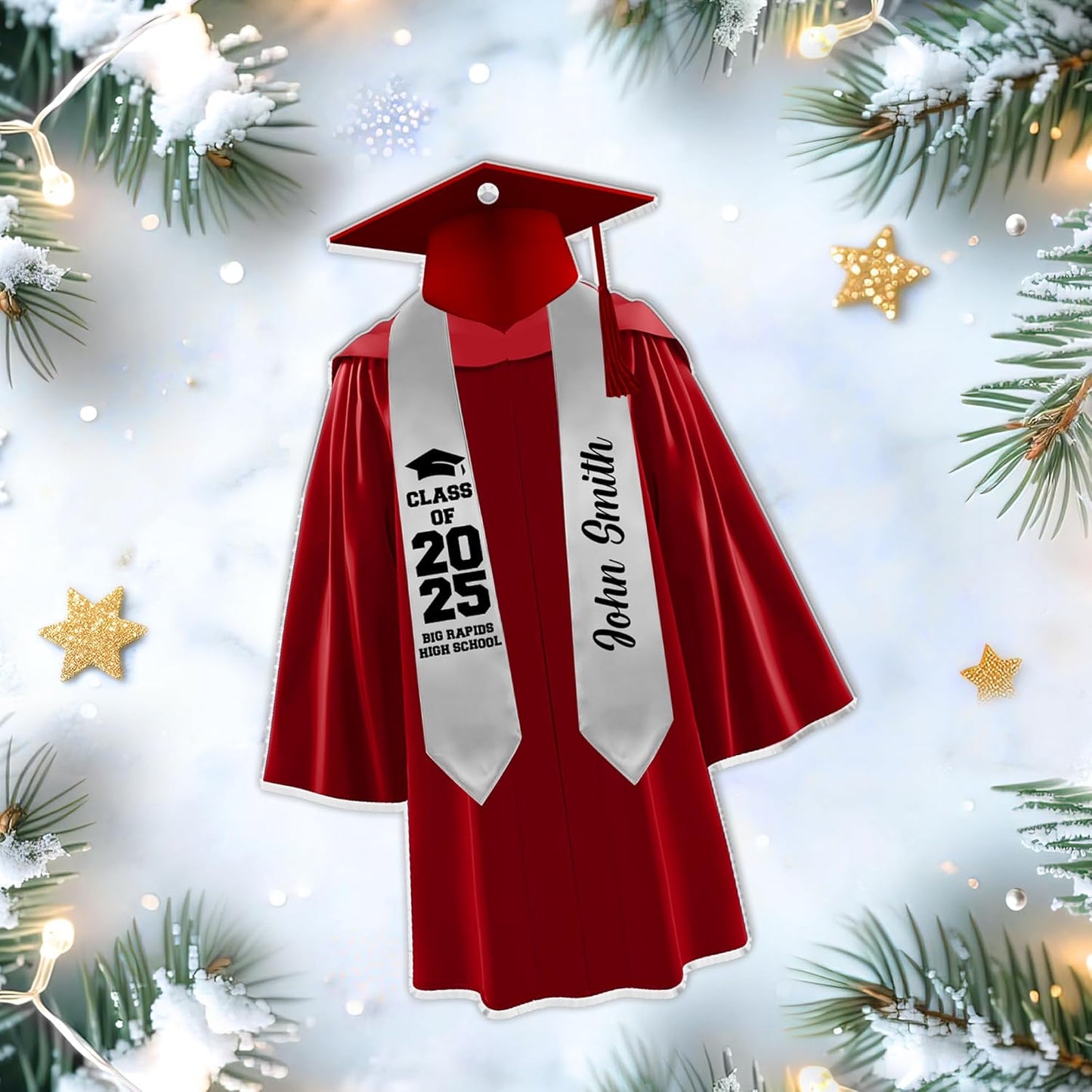 Graduation Gown Cut Acrylic Ornament – Personalized Christmas Gift for Graduate, Student, or Teacher