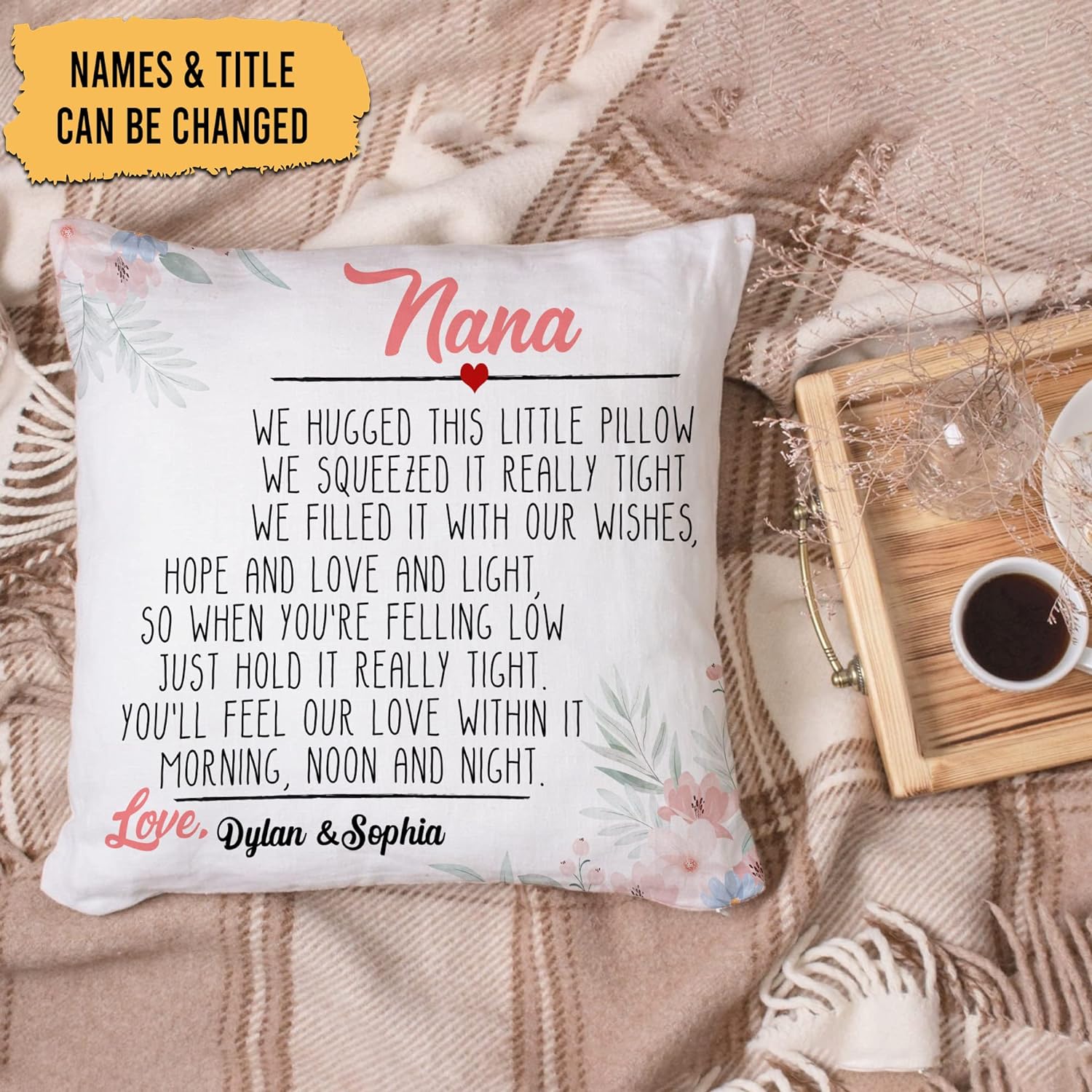 Tittle Floral Pattern - Personalized Pillow (Insert Included)