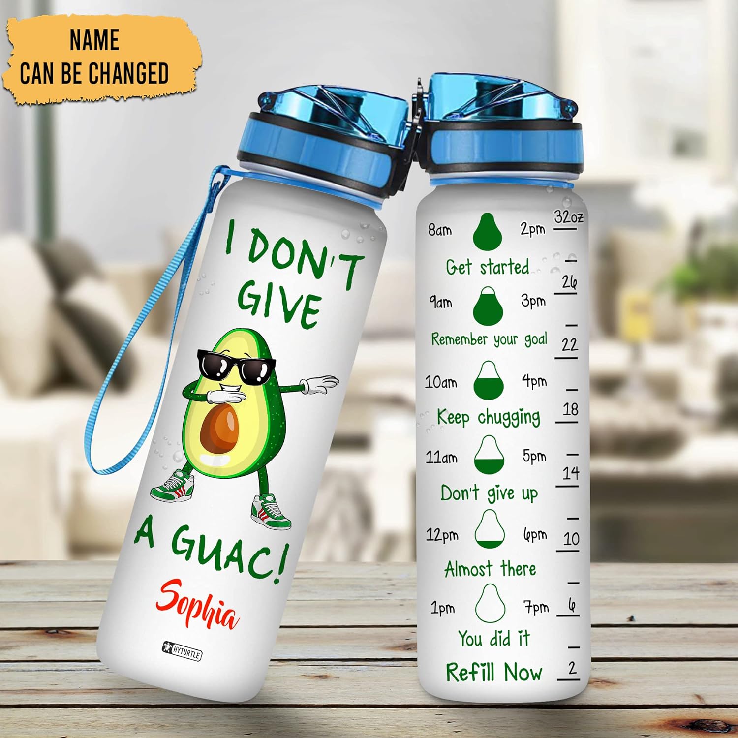 I Don't Give A Guac - Personalized Water Tracker Bottle 32oz