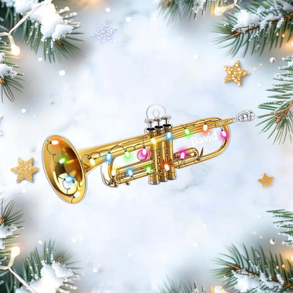 Trumpet Cut Acrylic Ornament – Personalized Musician Christmas Gift for Jazz Player, Band Member, or Music Lover
