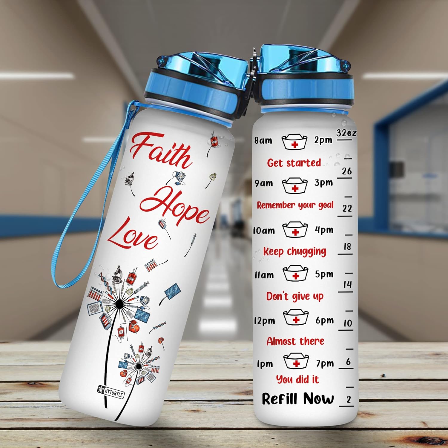 Nurse Theme - Water Tracker Bottle 32oz