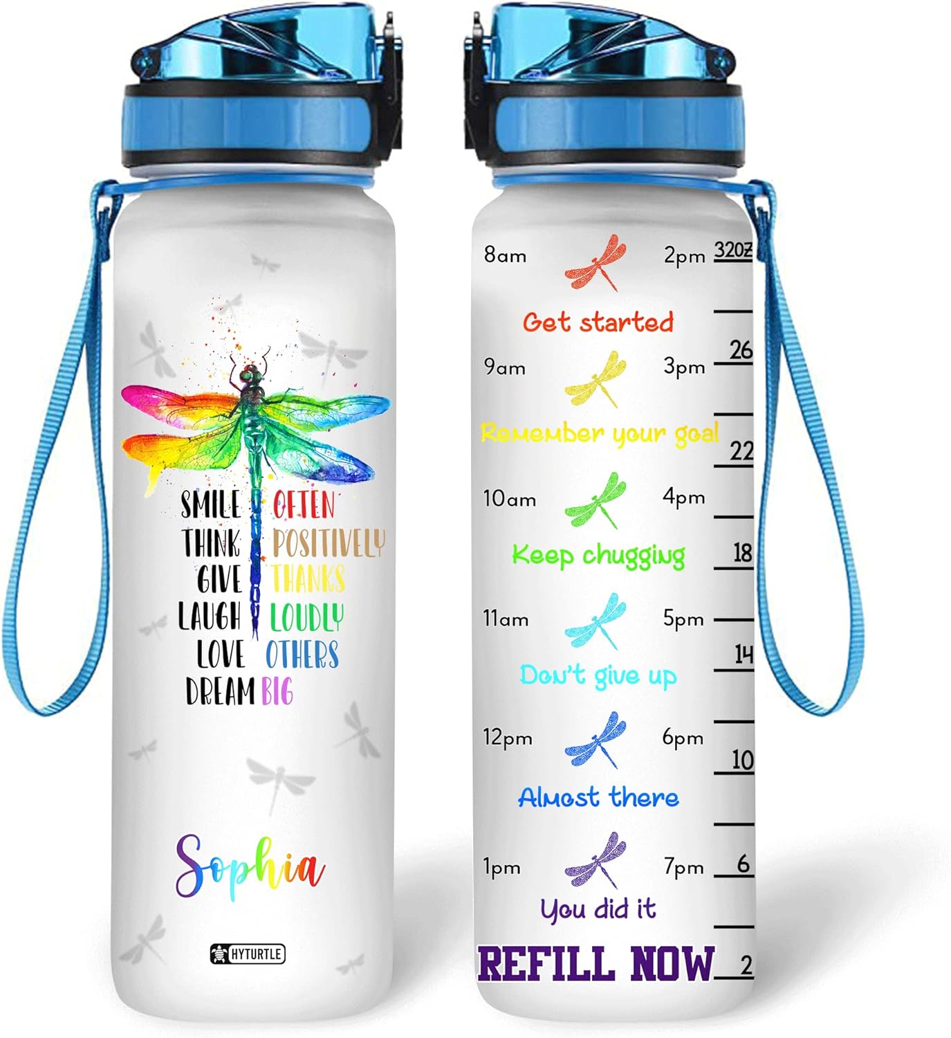 Think Positively - Personalized Water Tracker Bottle 32oz