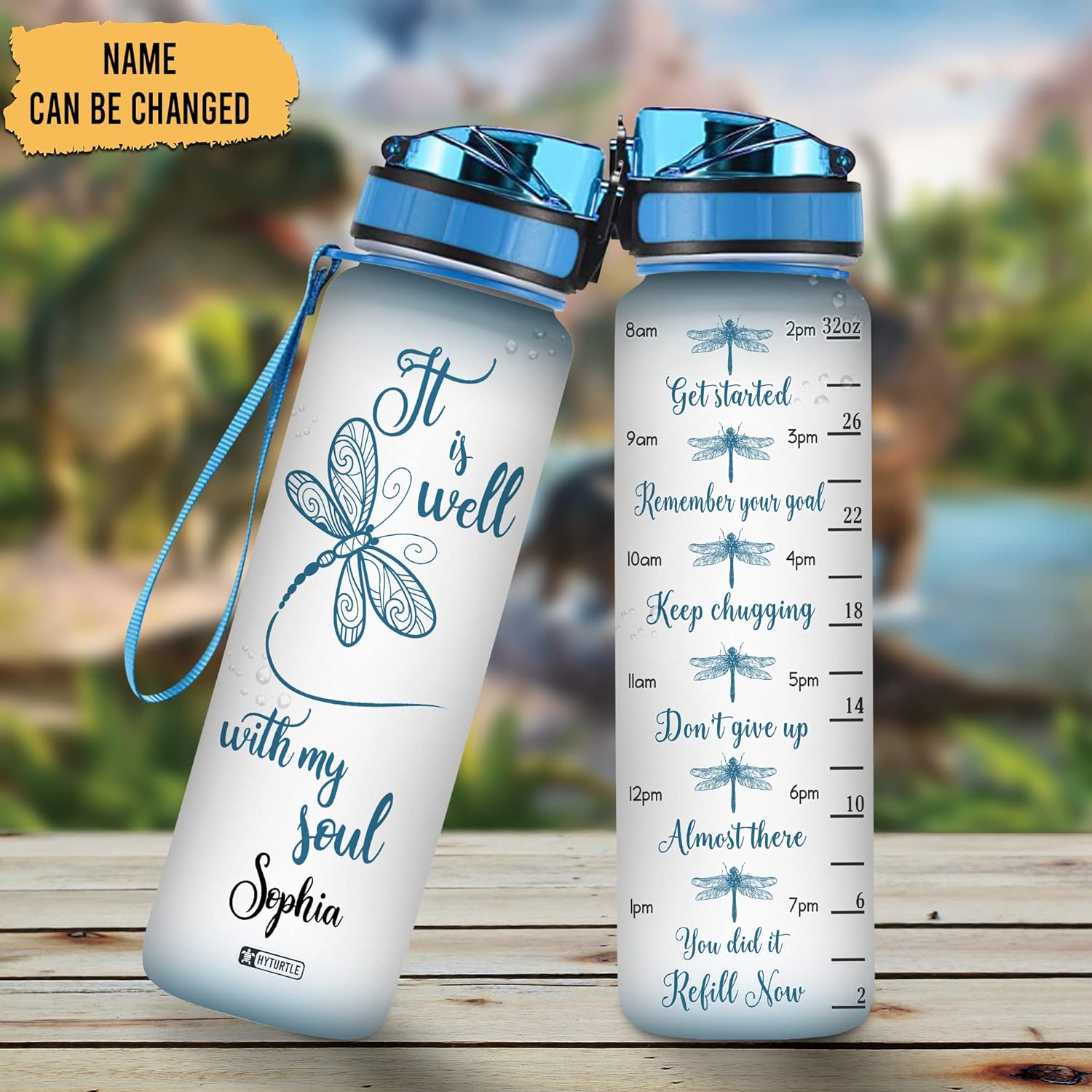 It Is Well With My Soul - Personalized Water Tracker Bottle 32oz