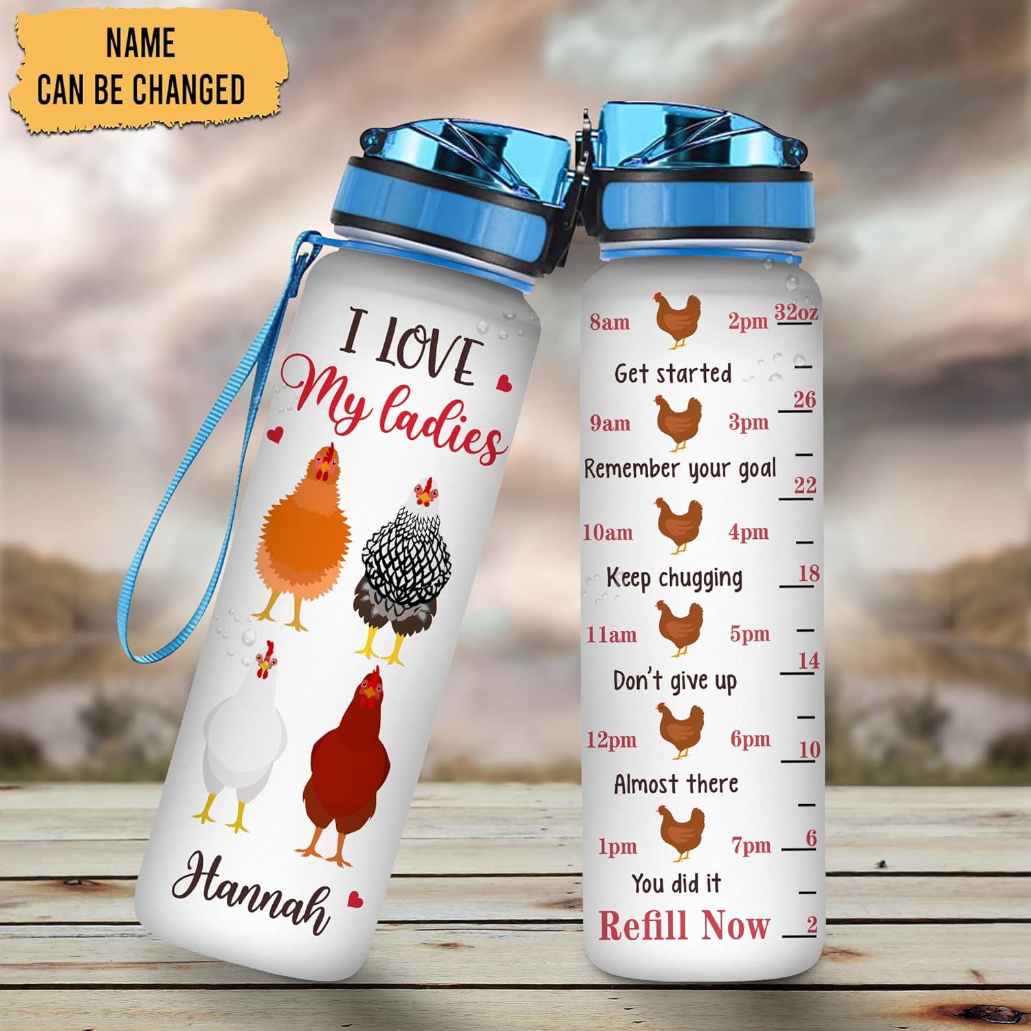 I Love My Ladies - Personalized Water Tracker Bottle 32oz