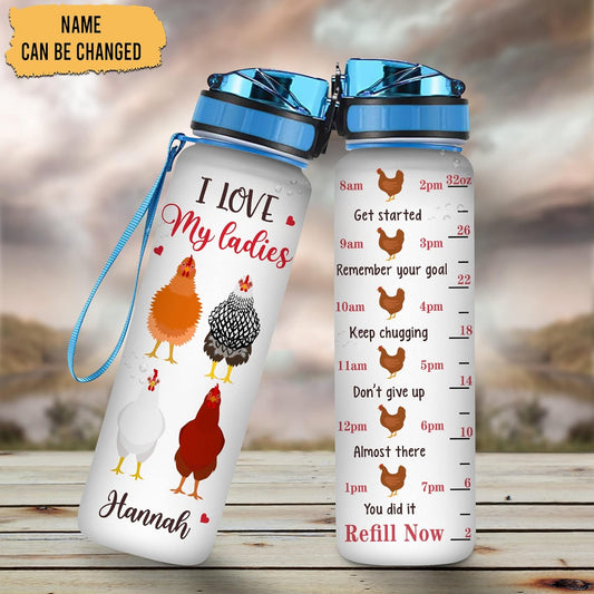 I Love My Ladies - Personalized Water Tracker Bottle 32oz