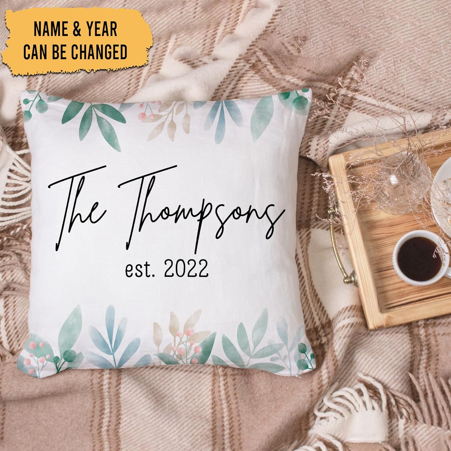 Floral Theme - Personalized Pillow(Insert Included)