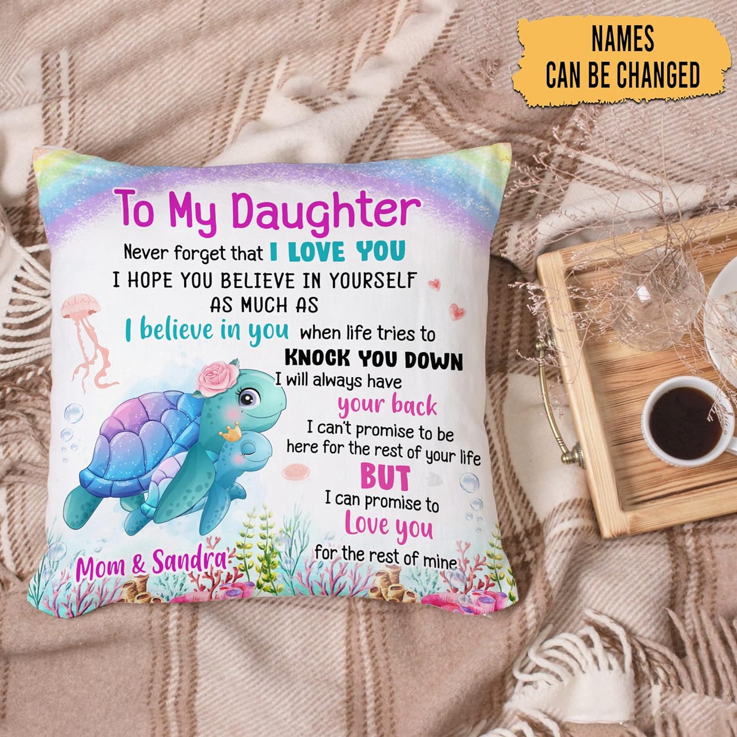 To My Daughter Sea Turtle - Personalized Pillow(Insert Included)