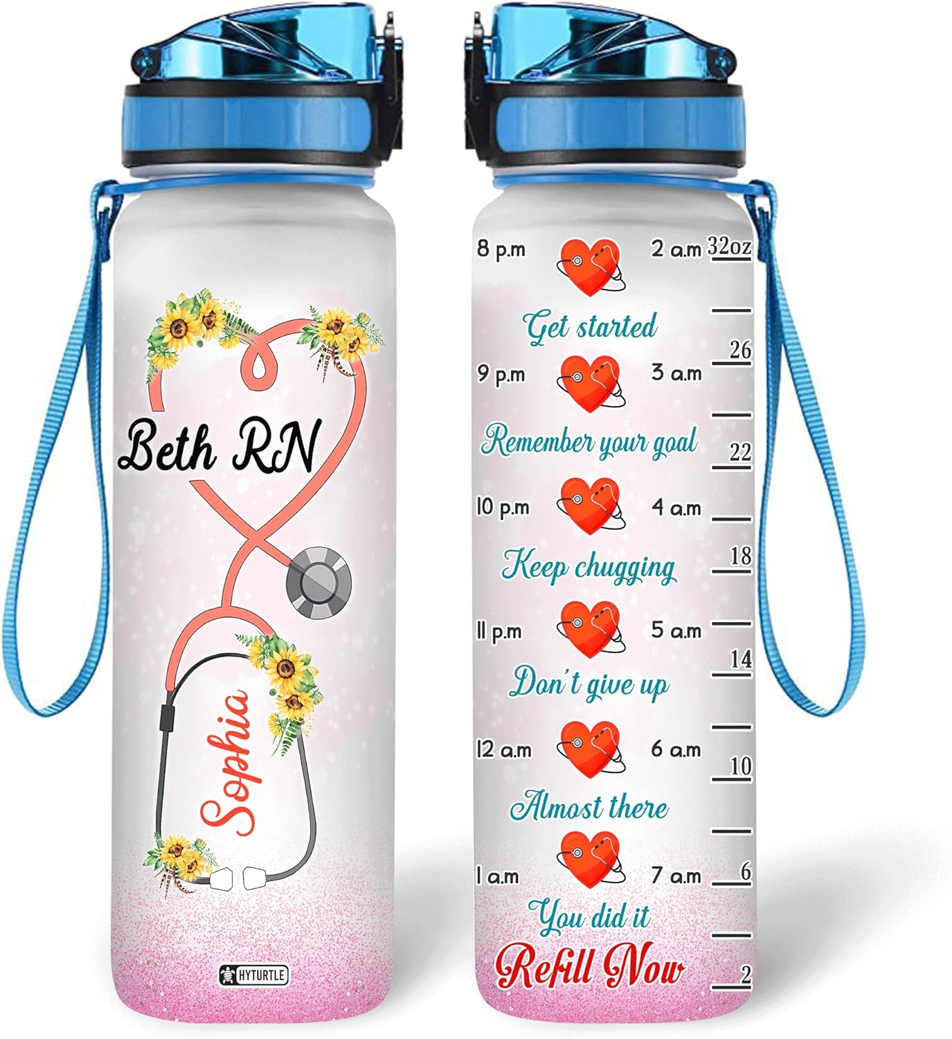 Beth RN - Personalized Water Tracker Bottle 32oz