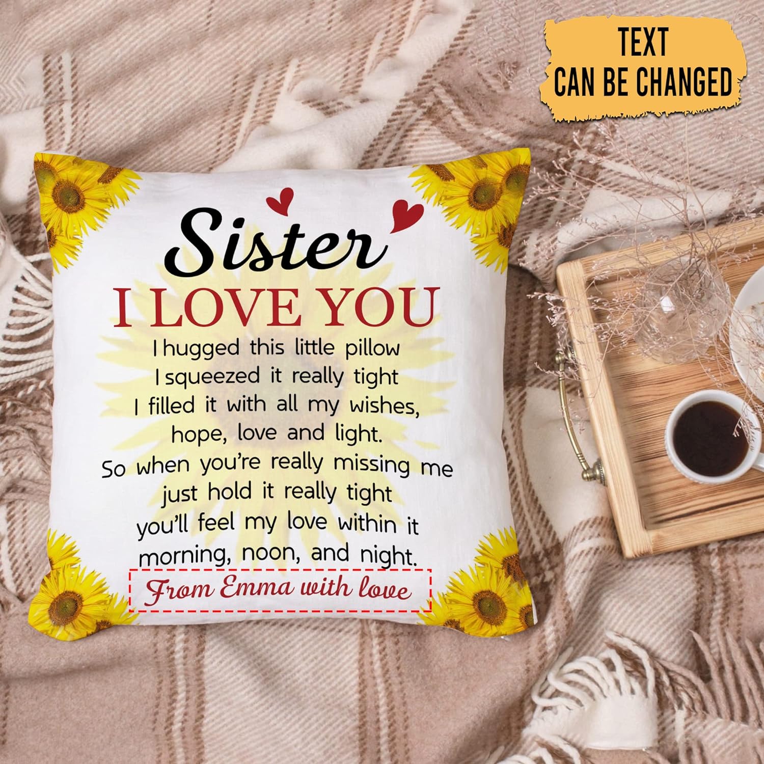 Sister, I Love You - Personalized Pillow (Insert Included)