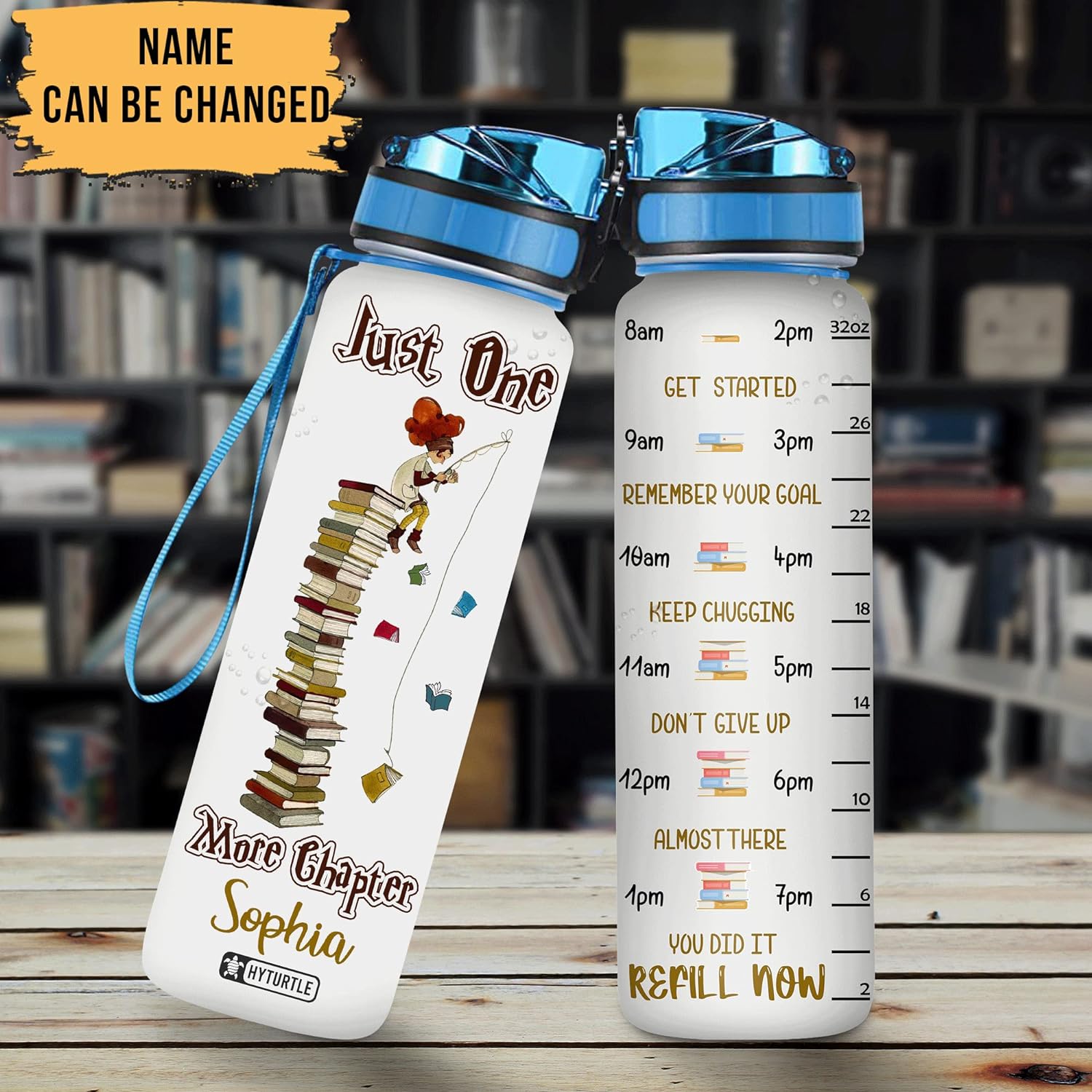 Just One More Chapter Reading Books - Personalized Water Tracker Bottle 32oz