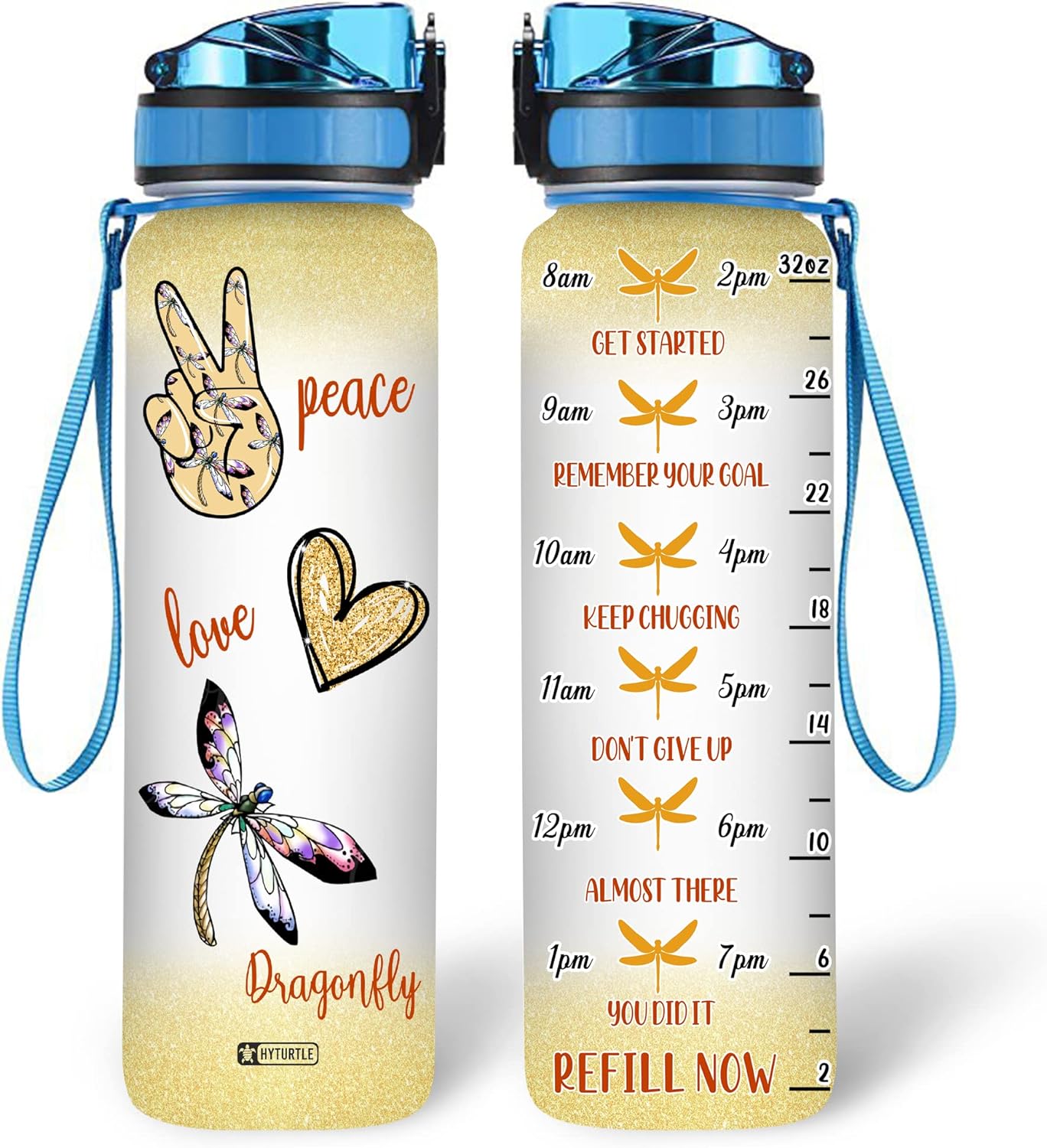 Dragonfly Bottle - Water Tracker Bottle 32oz