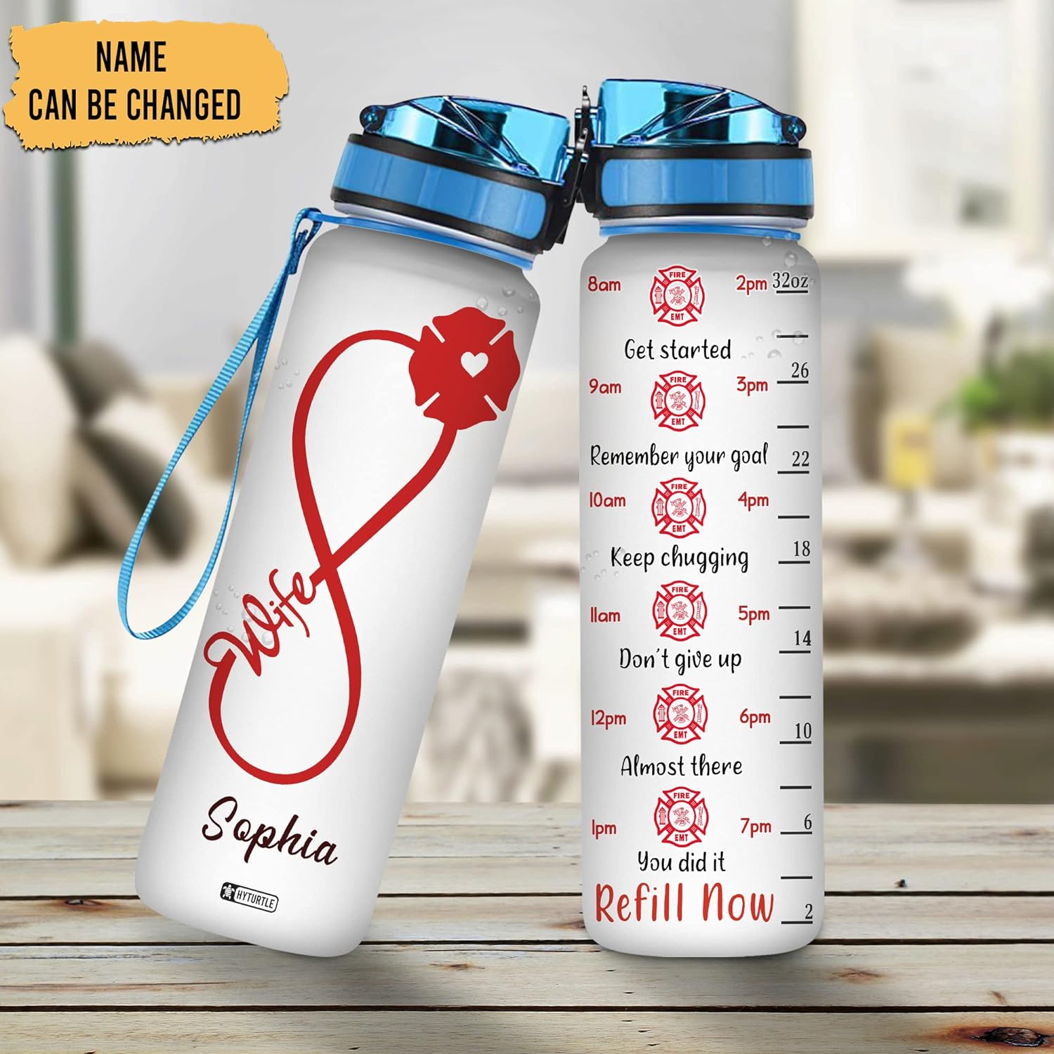 Wife Firefighter - Personalized Water Tracker Bottle 32oz