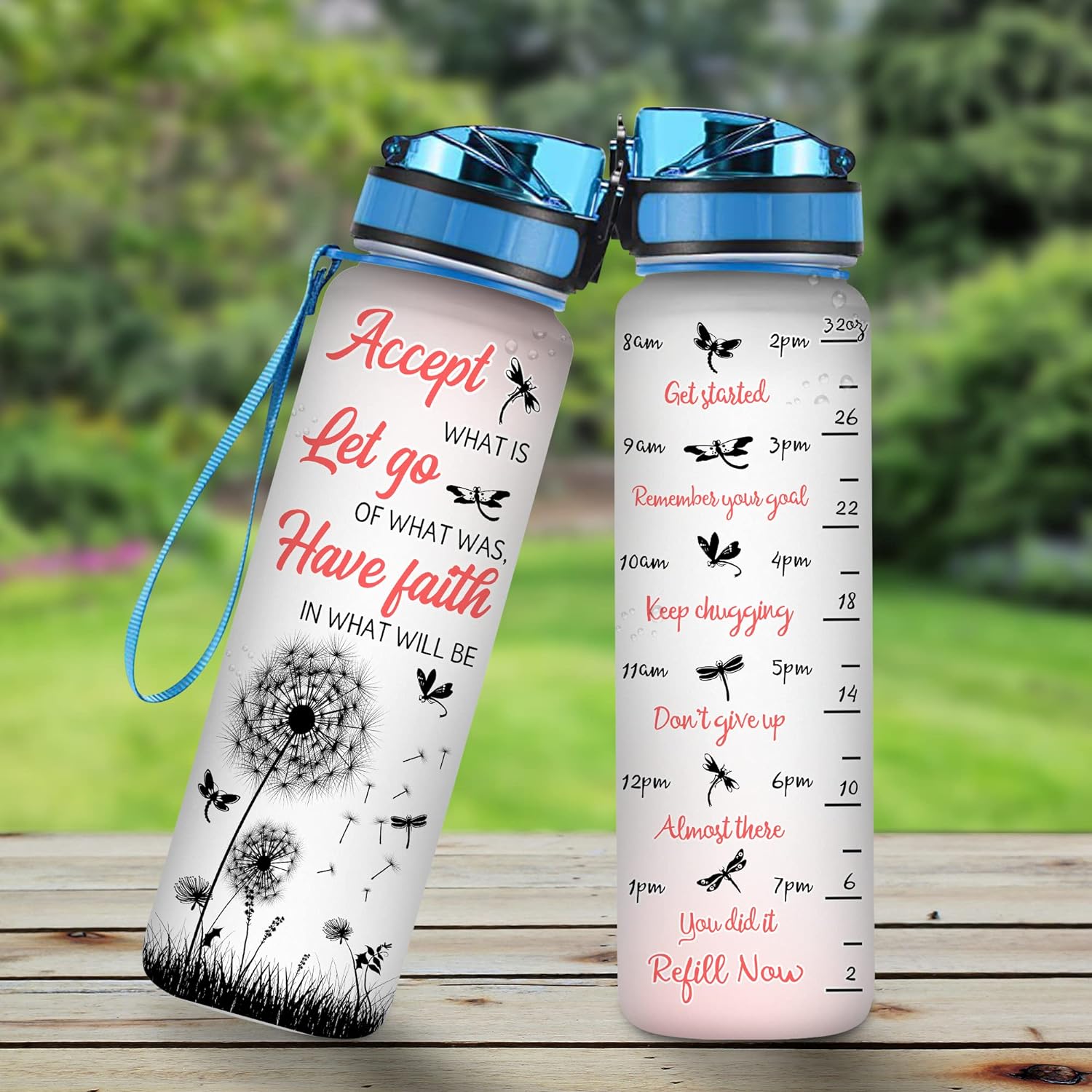 Dragonfly Dandelion - Water Tracker Bottle 32oz