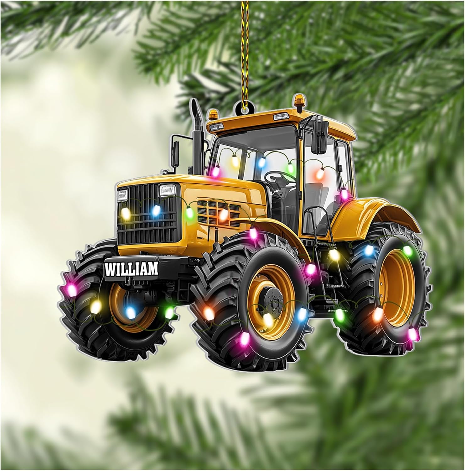 Tractor Driver Cut Acrylic Ornament – Personalized 2D Flat Christmas Gift for Farmer or Operator, Retirement or Appreciation Farmhouse Tree Decor