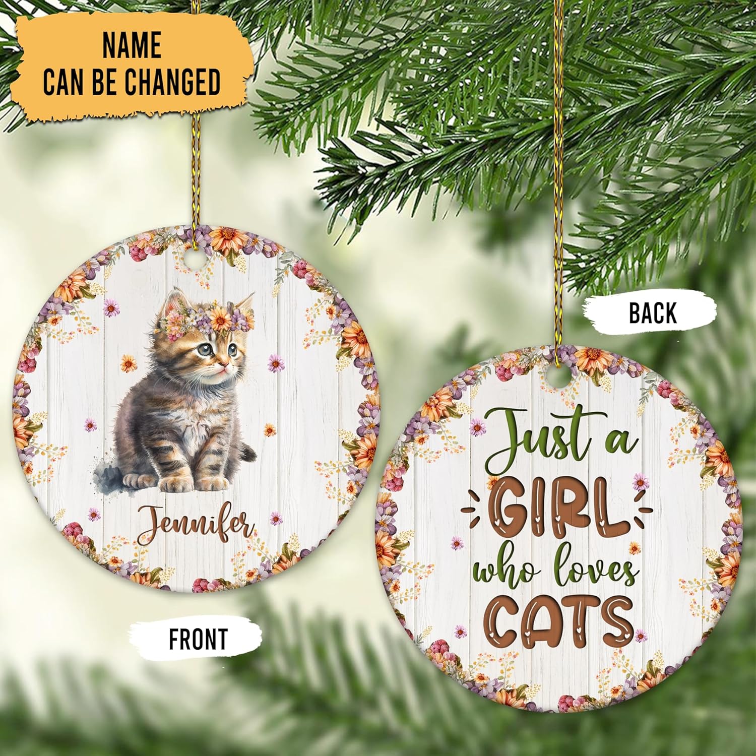 Cat Ceramic Ornament  Personalized Animal Lover Holiday Decoration  Unique Christmas Gift Keepsake for Cat Enthusiasts