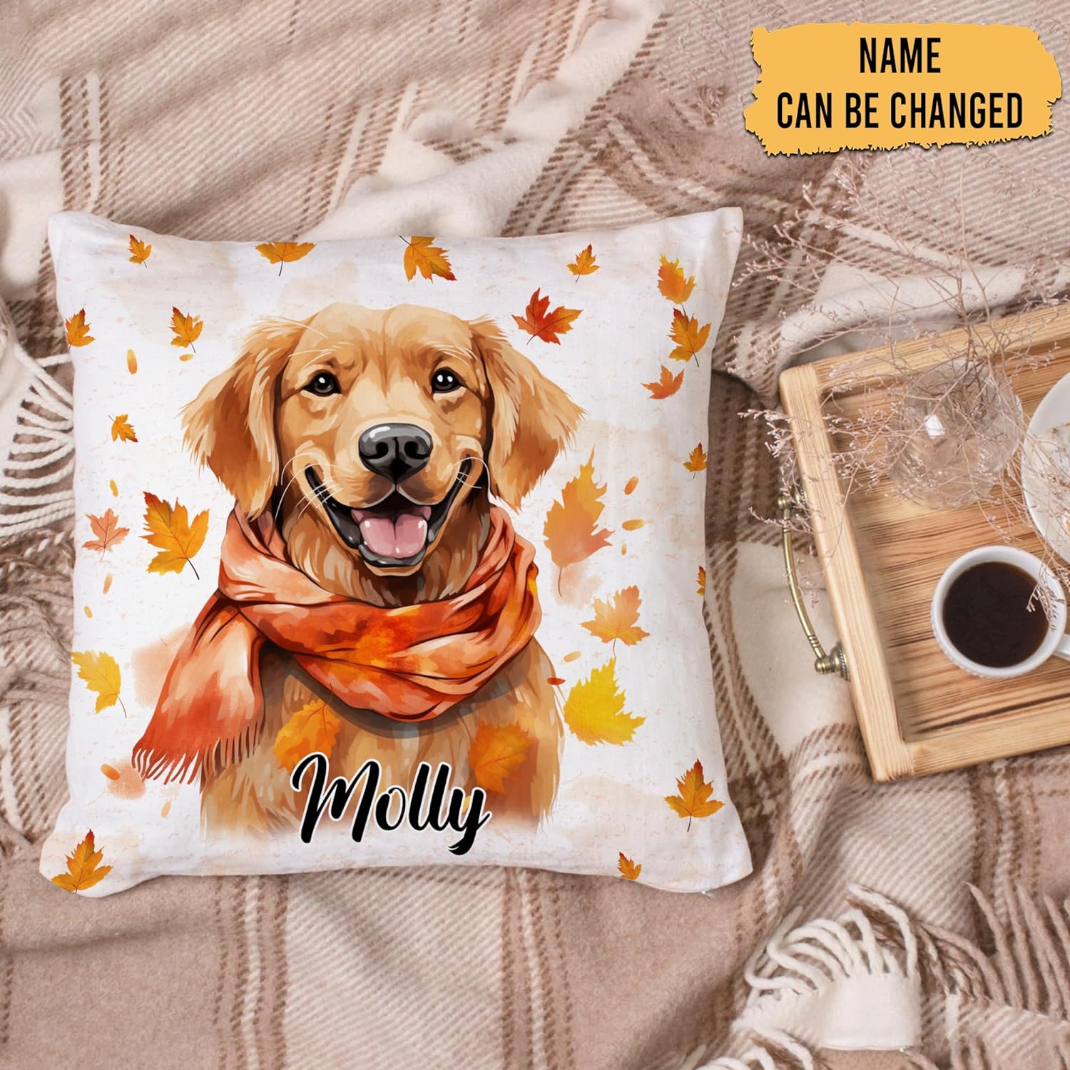 Dog Maple Leaves - Personalized Pillow (Insert Included)