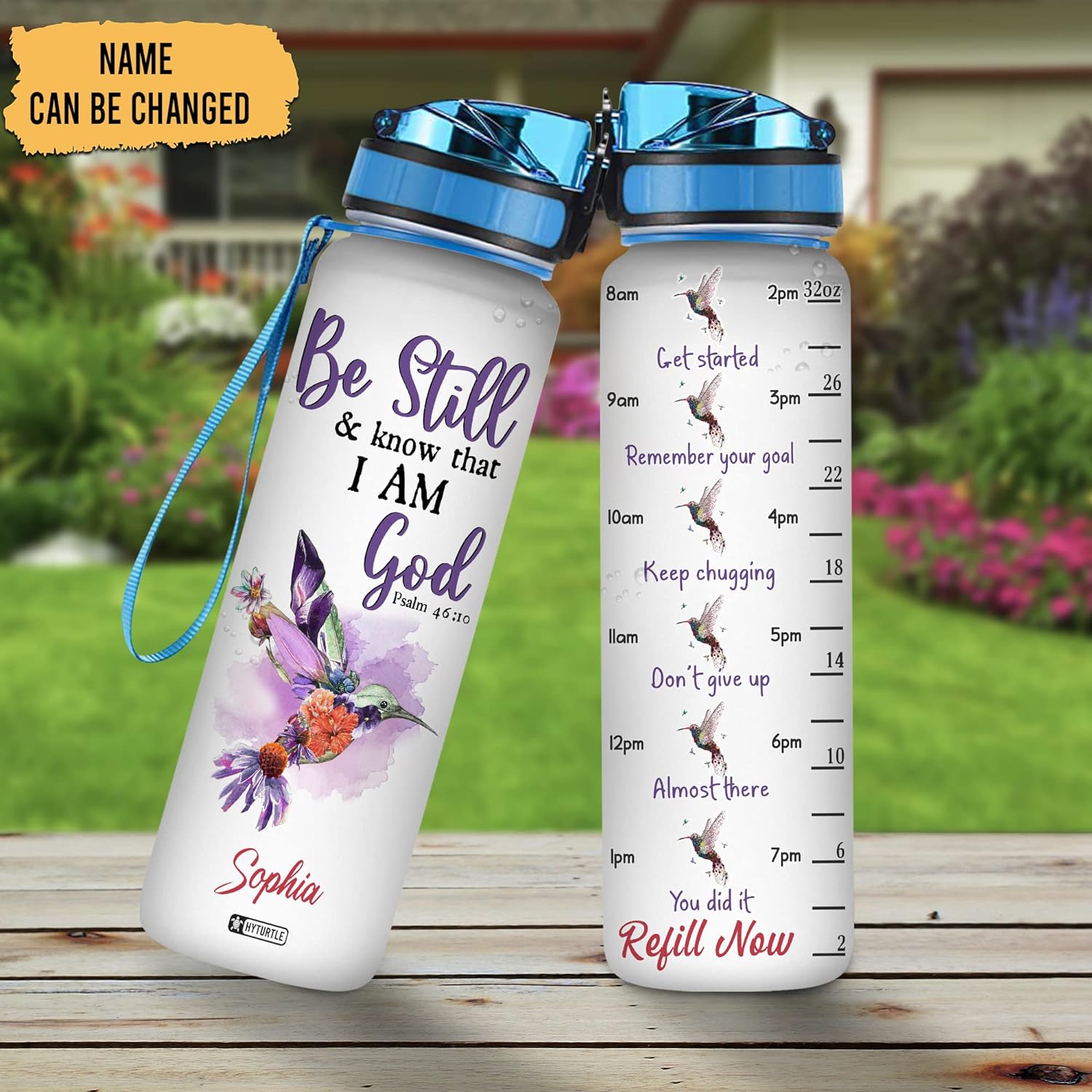 Be Still And Know That I Am God - Personalized Water Tracker Bottle 32oz