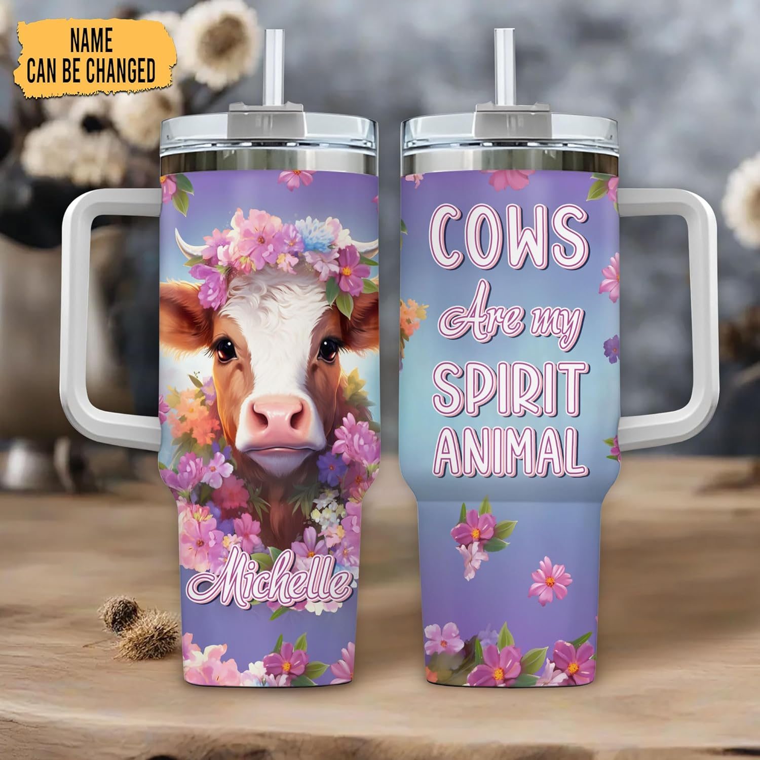 Cow Are My Spirit Animal - Personalized Tumbler 40oz with Straw