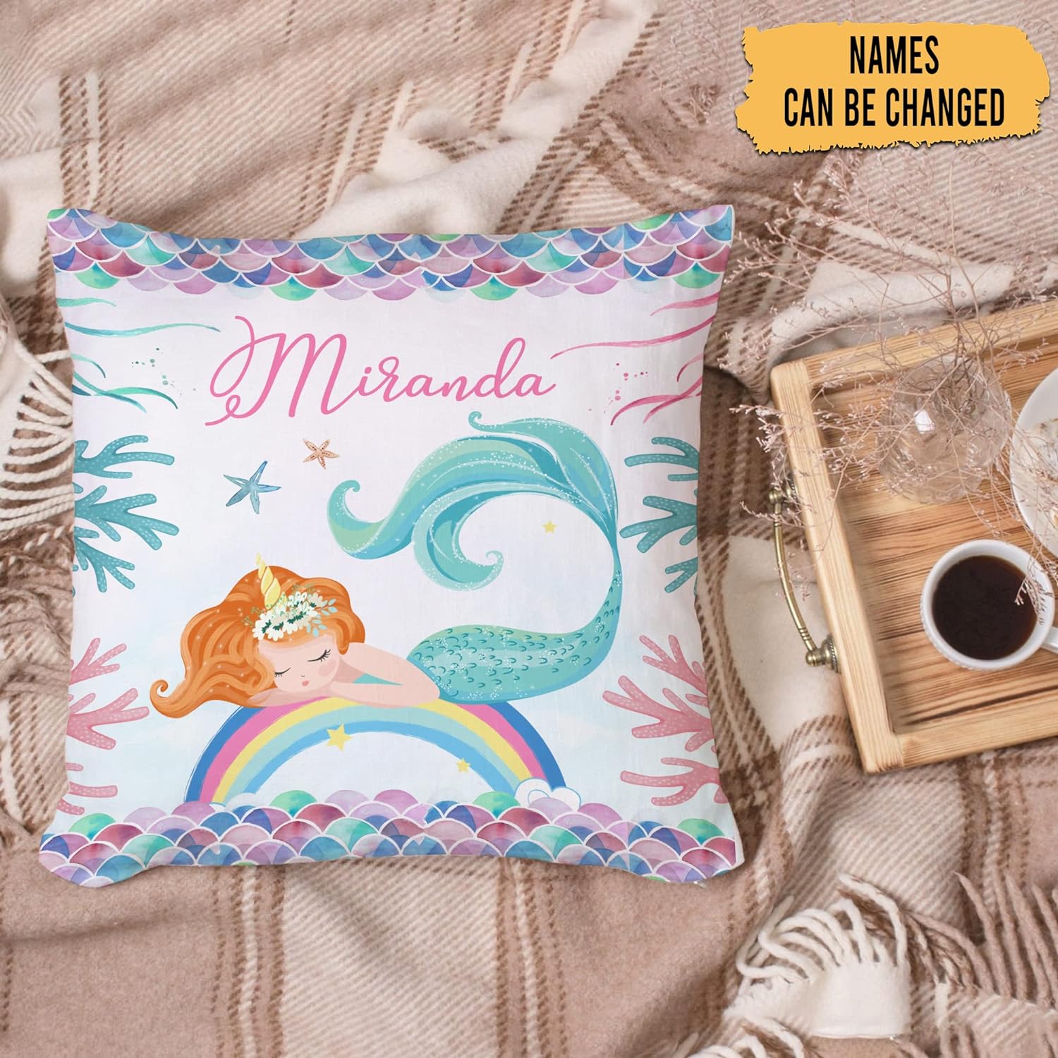 Mermaid Colorfull Pattern - Personalized Pillow (Insert Included)