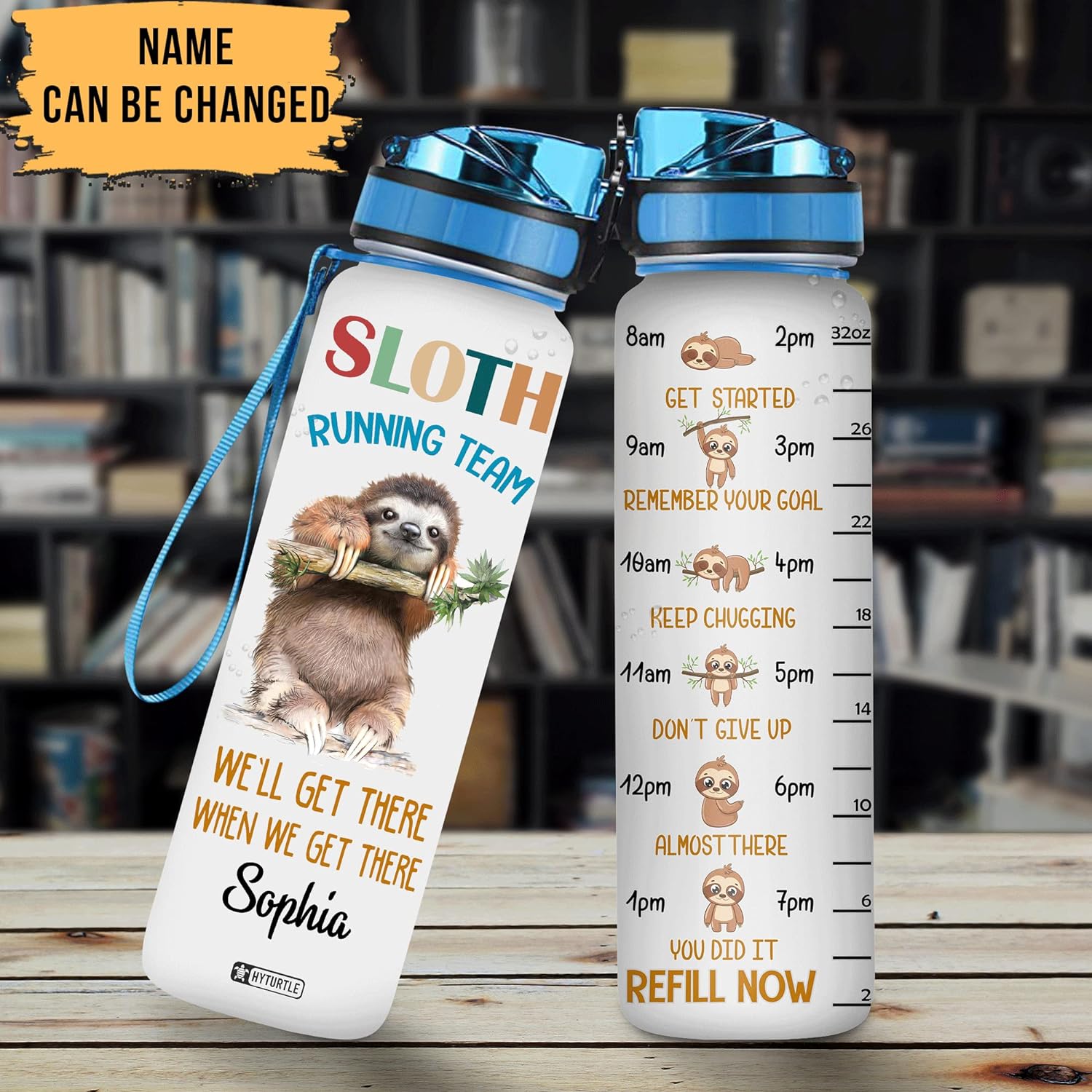 Sloth Running Team - Personalized Water Tracker Bottle 32oz