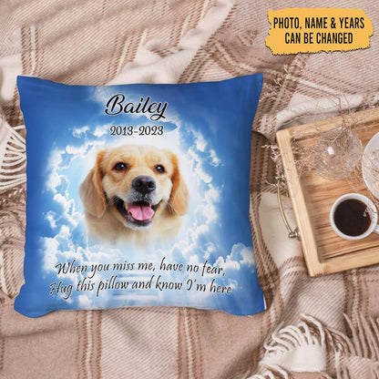 Paw Print Pet Memorial Personalized Pillow with Insert – Custom Name Photo Cushion – Healing Sympathy Gift for Dog Lovers