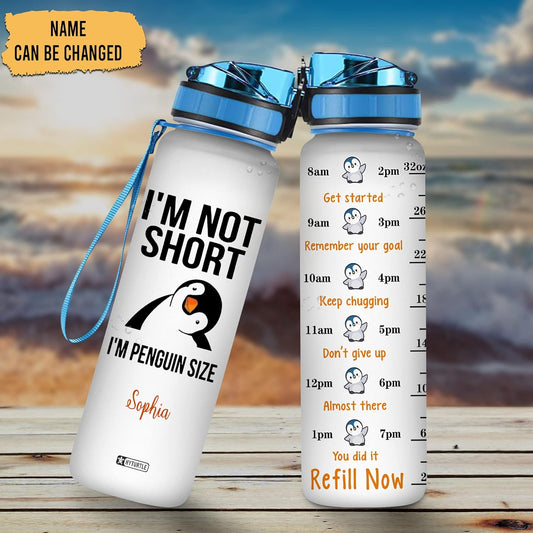 Funny Penguin Water Bottle Tracker 32oz – Personalized Birthday Gift for Friends & Penguin Lovers