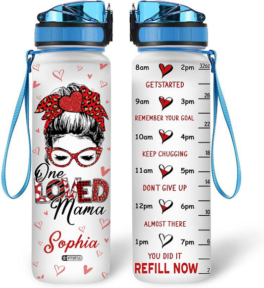 One Loved Mama - Personalized Water Tracker Bottle 32oz