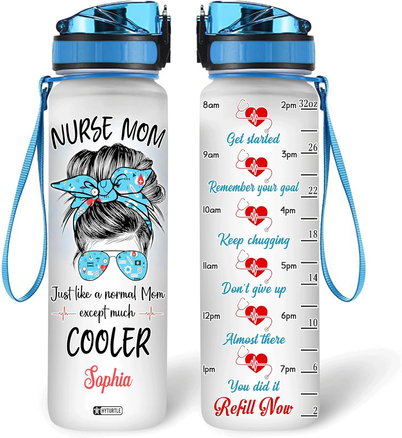 Mom Just Like A Normal Mom - Personalized Water Tracker Bottle 32oz