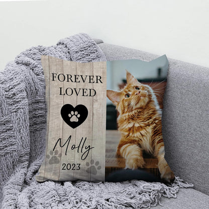 Personalized Pet Memorial Pillow with Insert – Custom Cat or Dog Photo Cushion – Sympathy Remembrance Gift for Pet Loss