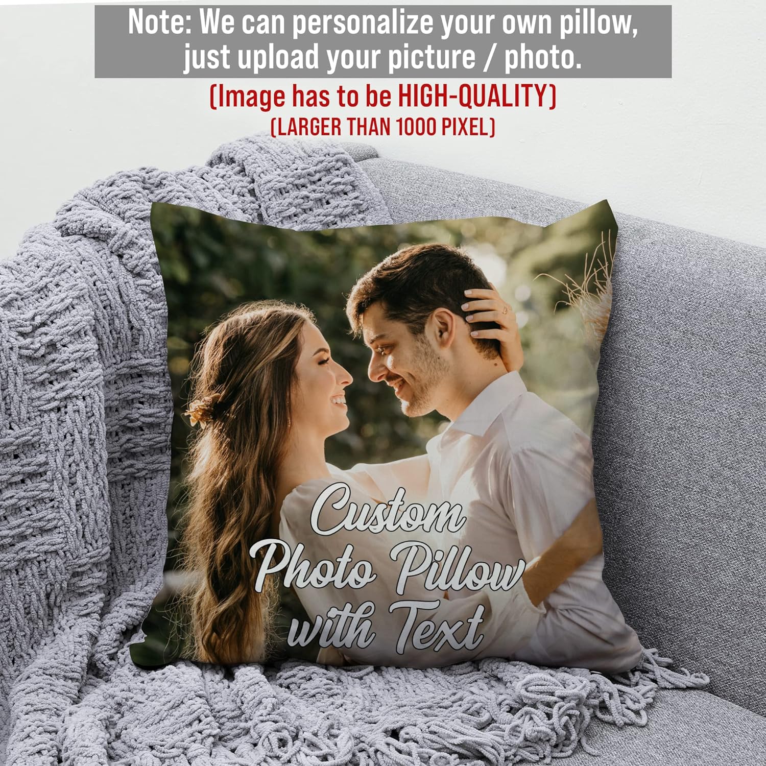 Custom Photo Pillow With Text - Personalized Pillow (Insert Included)